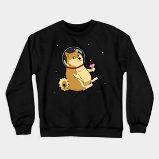 chubby space doge with icecream - wow Crewneck Sweatshirt